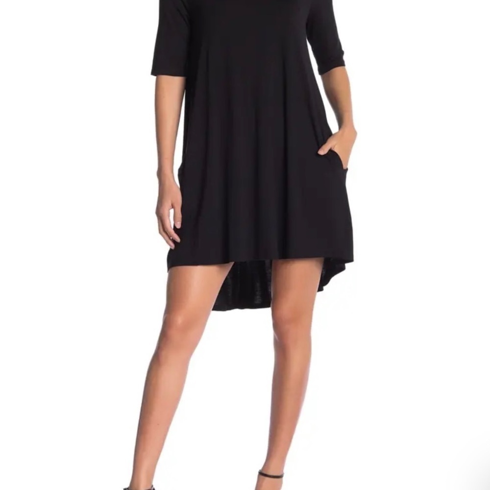 PHILOSOPHY APPAREL ELBOW SLEEVE KNIT SWING DRESS Sz XS Black NWT